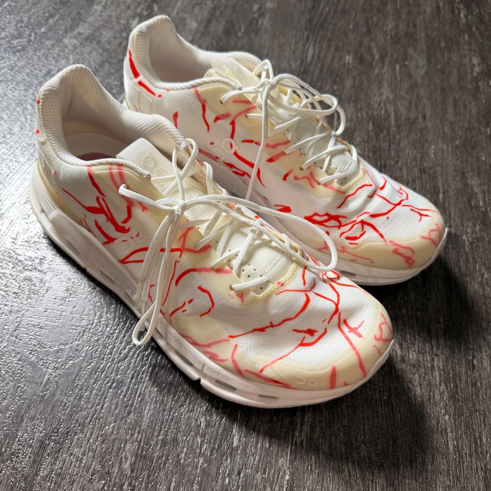 On Cloudnova Form Men 10.5 White Red Pamela Rosenkranz Swiss Engineering Sneaker